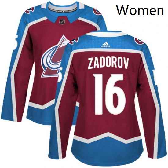 Womens Adidas Colorado Avalanche 16 Nikita Zadorov Premier Burgundy Red Home NHL Jersey